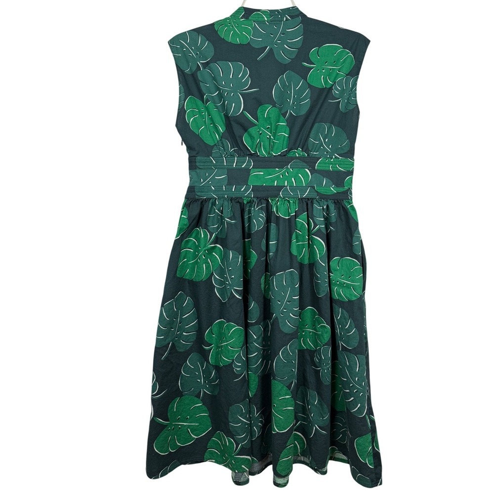 KATE SPADE Monstera Leaves Poplin Bow Dress, Size 4 - Picture 4 of 11